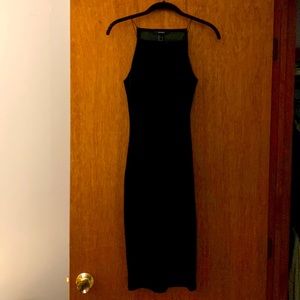 Black velvet high neck midi dress from Forever 21 in size Small.